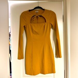 Mustard yellow body con dress